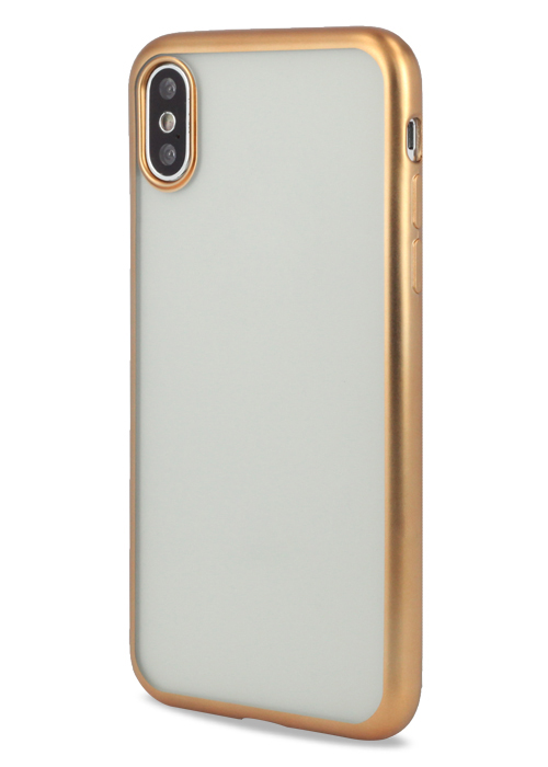 Чехол хром для iPhone Xs Max силиконовый золотой